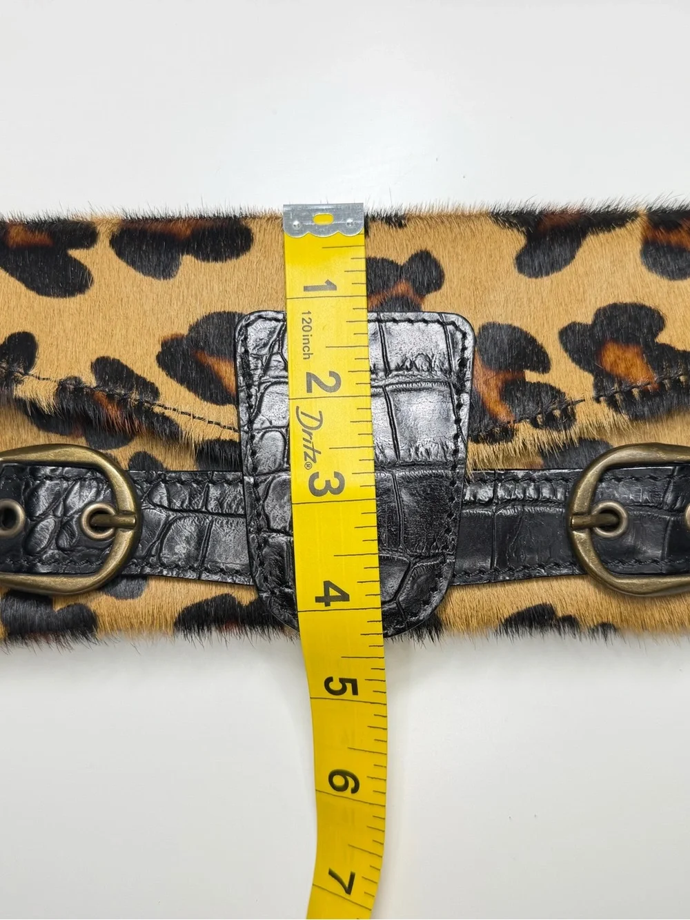 Vintage Y2K Maurizio Taiuti Leopard Print Calf hair and Leather Trim Clutch